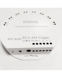 SP608E 8 Output 4800 Pixel LED Dimmer Bluetooth Music Controller for WS2812B Digital Addressable LED Strips Magic Color Lights